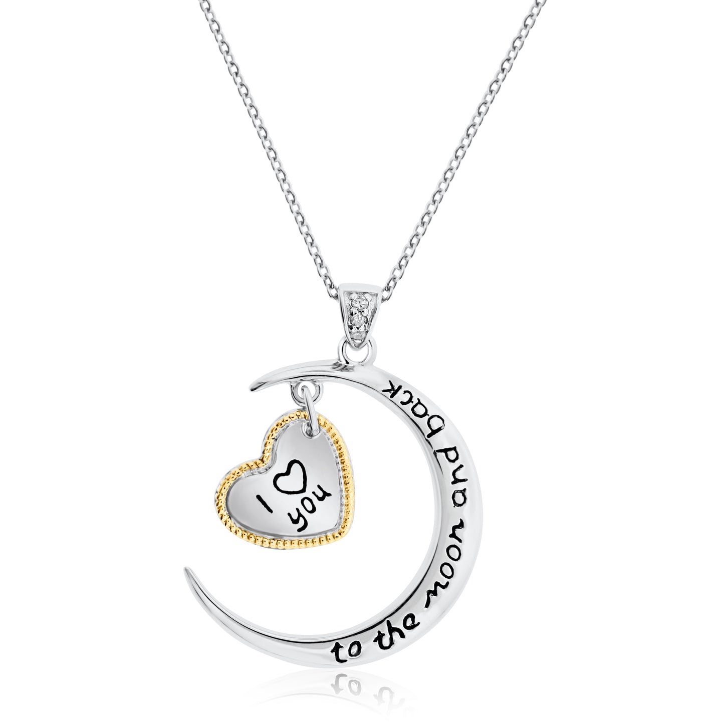 Meredith Leigh "I Love You to the Moon and Back" Diamond Pendant Necklace in Sterling Silver & 14K Gold