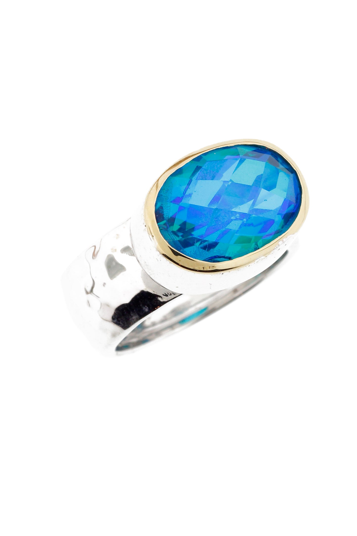 Paraiba Tourmaline Doublet Ring – 14K Gold & Sterling Silver