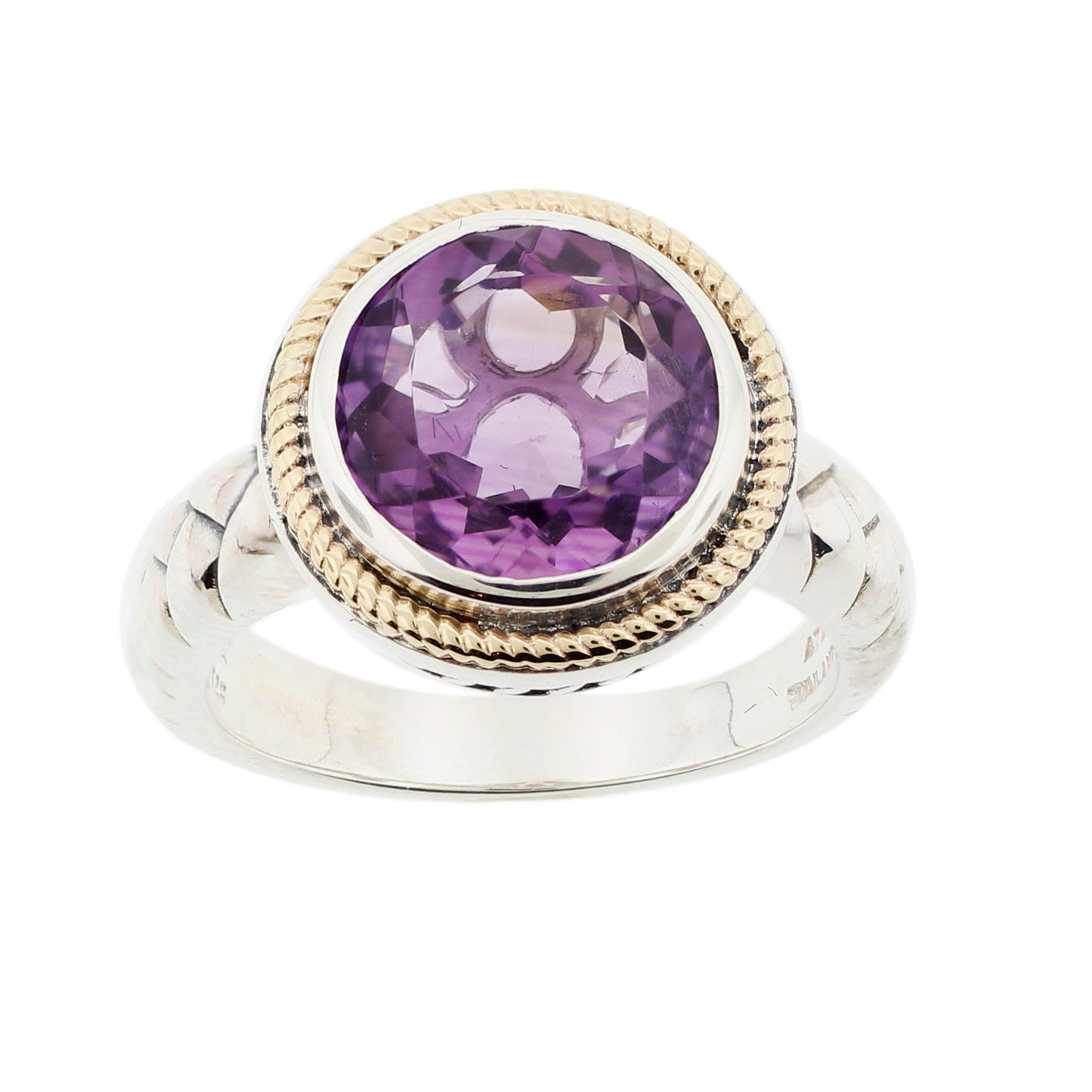 Meredith Leigh Elegant Amethyst Solitaire Ring in Sterling Silver & 14K Gold