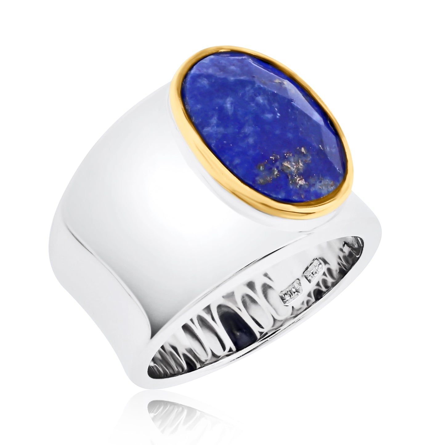 Meredith Leigh Lapis Lazuli Cigar Band Statement Ring in Sterling Silver & 14K Gold