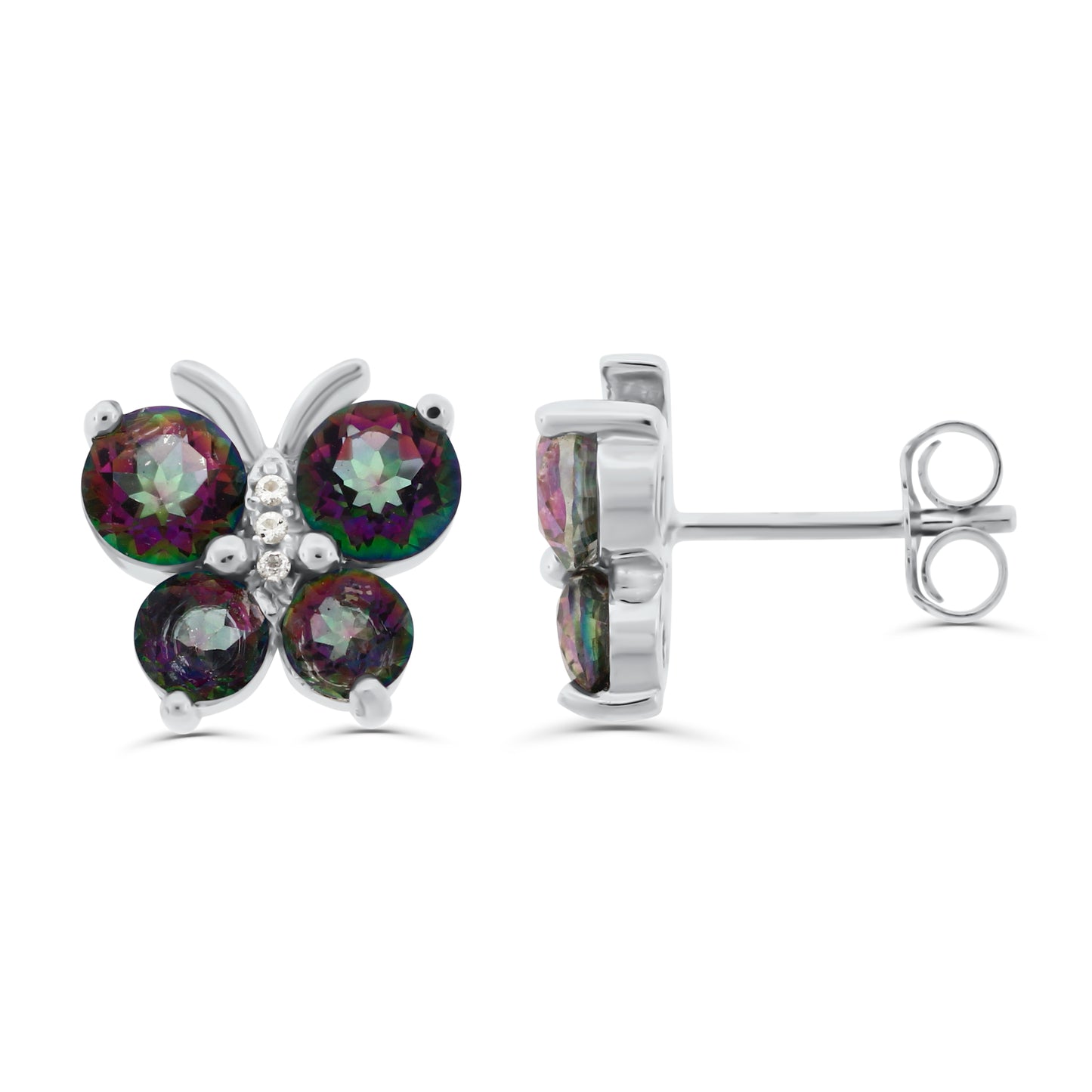 Enchanting Mystic Quartz Butterfly Stud Earrings in Sterling Silver