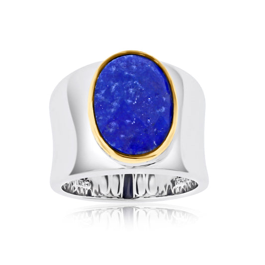 Meredith Leigh Lapis Lazuli Cigar Band Statement Ring in Sterling Silver & 14K Gold